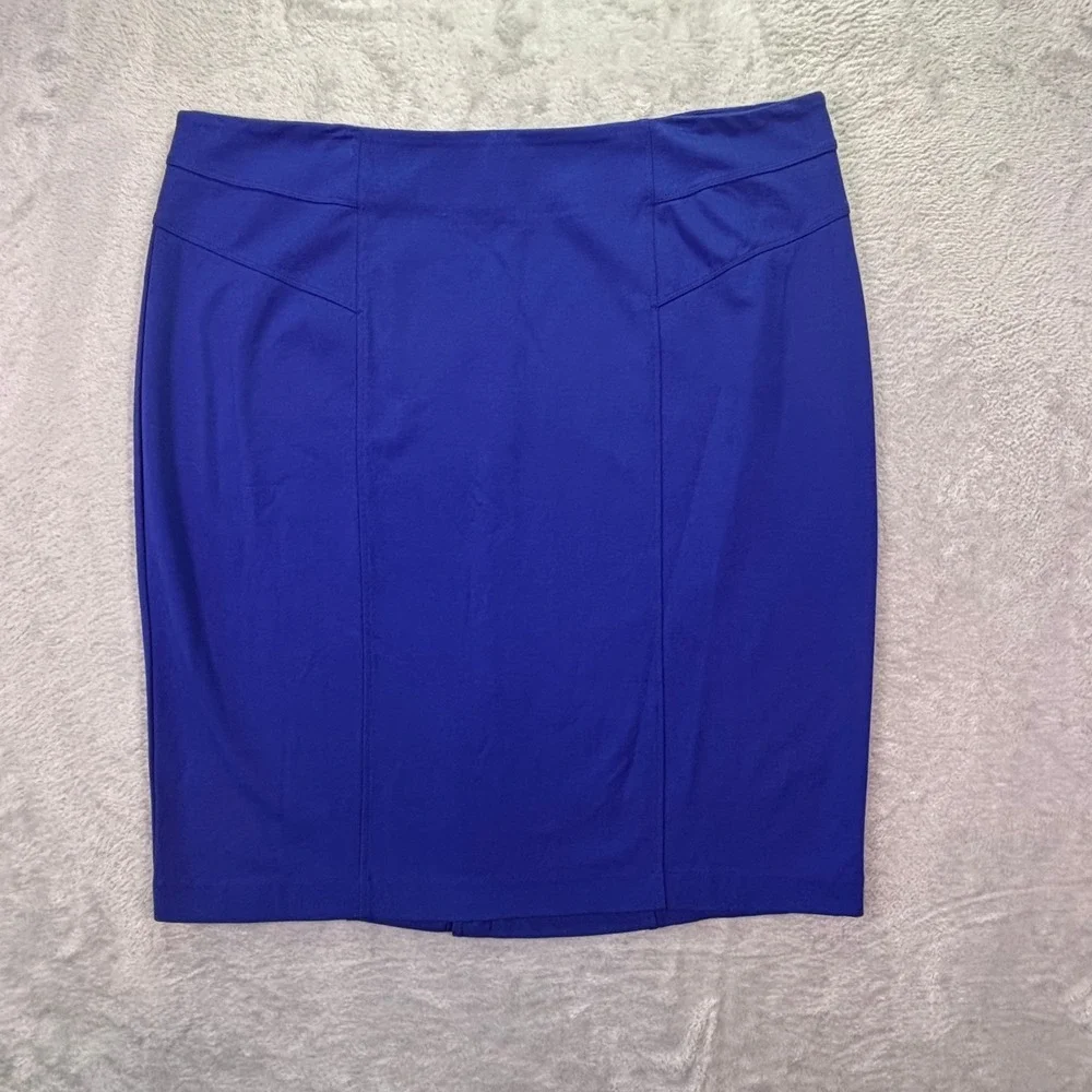NWT Chico's‎ Women Skirt Sz 3 Blue Grotto Solid Seamed Ponte Pencil Skirt